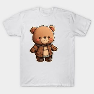 Cute Bear Cartoon Adventurer Adorable Kawaii Animal T-Shirt